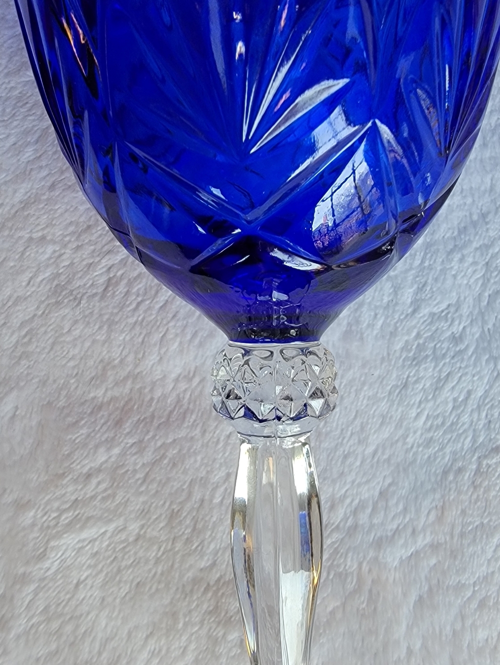 Set of 4 Cristal d’Arques Durand Sapphire Blue vintage Cobalt Cut Crystal Goblet - Picture 3 of 11